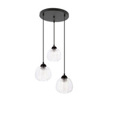 Lampa wisząca Valeria potrójna z szklanym kloszem czarna do salonu E27