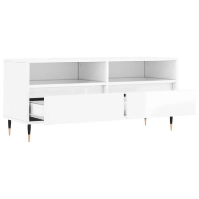 vidaXL Szafka pod TV, wysoki połysk, biała, 100x34,5x44,5 cm