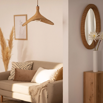 Lampa Wisząca Boho Kapelusz z Bambusa Abruzzo Isabella 40cm E27