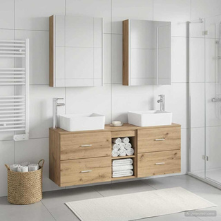 Zestaw mebli łazienkowych 5 szt. Dąb artisan