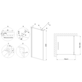 Kabina walk-in ii 80x200cm ramka 8mm shiny-glass czarny AK-32-188-S Invena
