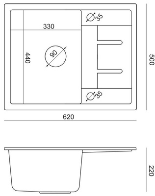 MORGAN 116 GraniteQ zlewozmywak black diamond z syfonem Push To Open stal szlachetna 1-komorowy z/o + zaczepy 4 szt