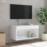 vidaXL Szafka pod TV, z oświetleniem LED, biała, 60x30x30 cm