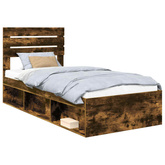 Ramka łóżka Dąb wędzony 75 x 190 cm Lite drewno sosnowe