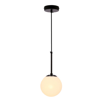 Pompei lampa wisząca czarny E27 klosz biały 15cm 31-09586