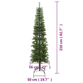 Sztuczna, smukła choinka ze stojakiem, 210 cm, PE