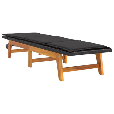 vidaXL Leżaki z poduszką, 2 szt., polirattan i lite drewno akacjowe