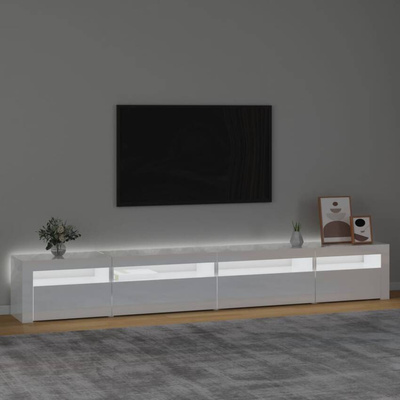 vidaXL Szafka pod TV z oświetleniem LED, biała z połyskiem,270x35x40cm