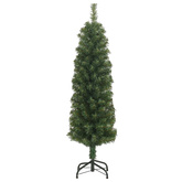 Smukła sztuczna choinka ze stojakiem, zielona, 120 cm, PVC