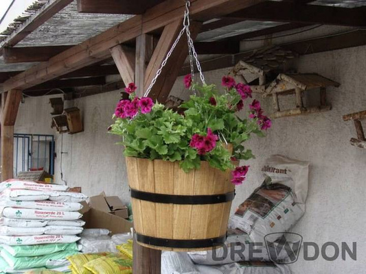 Donica ogrodowa drewniana okrągła wysoka 25 cm kolor orzech
