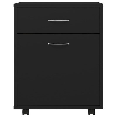 Szafka na kółkach, czarna, 45x38x54 cm, materiał drewnopochodny