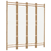 Składany parawan 4-panelowy, 160 cm, bambus i płótno