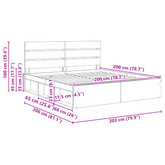 Ramka łóżka Z zagłówkiem Biały 200 x 200 cm Lite drewno sosnowe