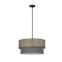 Lampa wisząca z abażurem Karrara czarna do salonu beżowo-szara E27