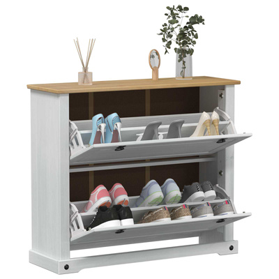 Szafka na buty Corona Biały 99 x 32 x 85 cm Lite drewno sosnowe