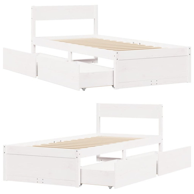 Rama łóżka bez materaca, biała, 90x190 cm, lite drewno sosnowe