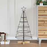Choinka Stożkowa Świąteczna z podstawą Czarny 90 cm Stal