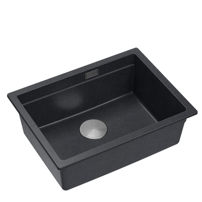 LOGAN 100 GraniteQ zlewozmywak black diamond 59,5x45,1x21,5 cm 1-komorowy podwieszany z syfonem manualnym stal szlachetna