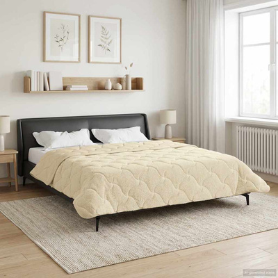 Zimowa Kołdra Kremowy 200 x 200 cm Mikrofibra i Fleece Teddy