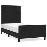 vidaXL Rama łóżka z zagłówkiem, czarna, 90x200 cm, aksamitem model standard
