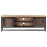 vidaXL Szafka pod TV, szara, 120x30x40 cm, lite drewno akacjowe i stal