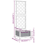 Donica ogrodowa z kratką, niebieskoszara, 40x40x121,5 cm, PP