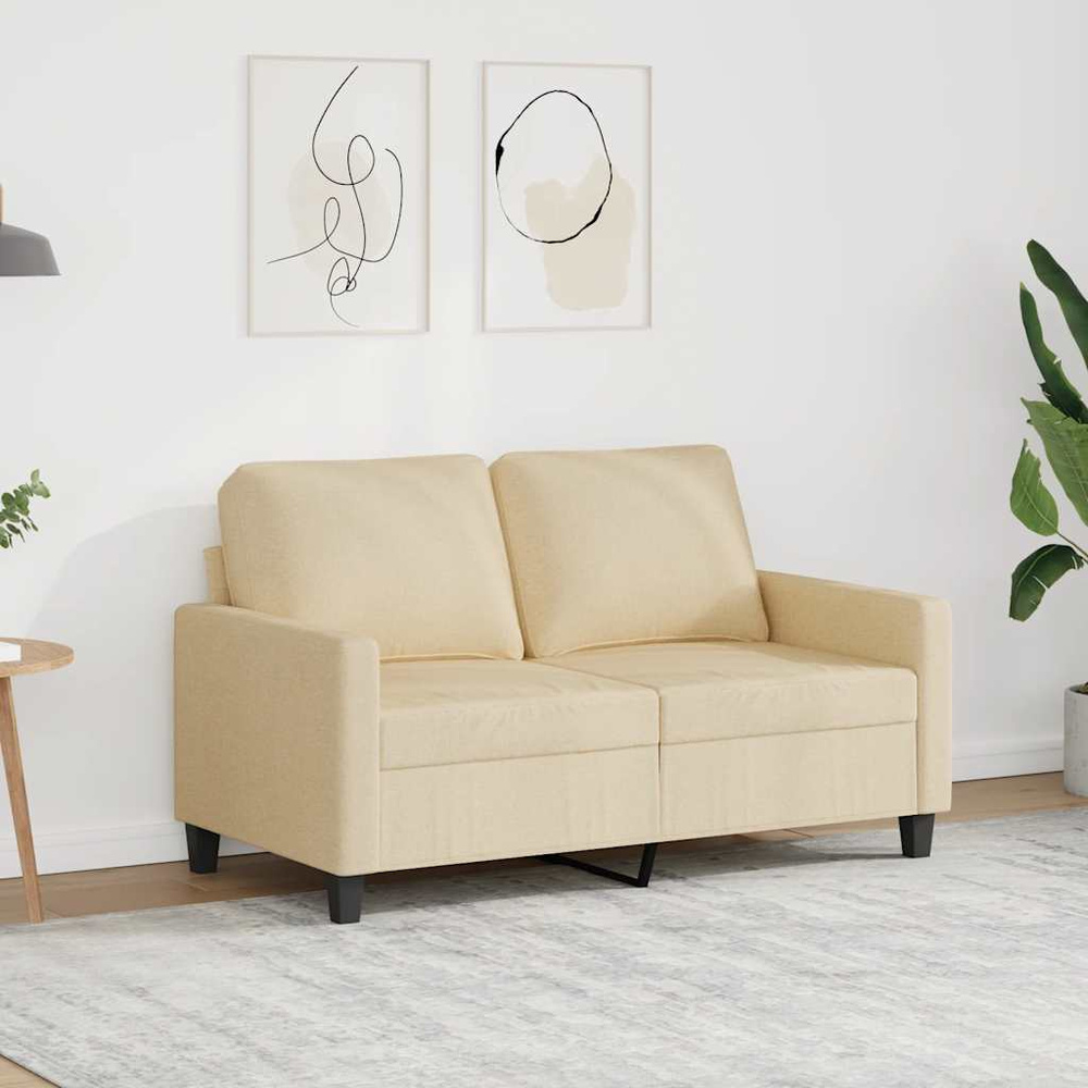 2-osobowa sofa, kremowa, 120 cm, tapicerowana tkaniną