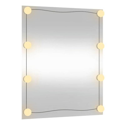vidaXL Lustro ścienne z LED, 50x60 cm, szklane, prostokątne