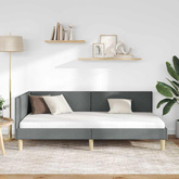 Rama łóżka narożnego Ciemnoszary 80 x 200 cm tkanina