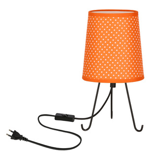 Lampka nocna Smally czarna z abażurem pomarańczowym w kropki E14