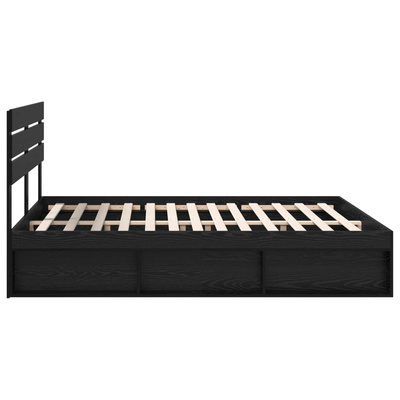Ramka łóżka Czarny 200 x 200 cm Lite drewno sosnowe