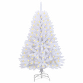Sztuczna choinka z 150 diodami LED Biały 120 cm PVC i Metal