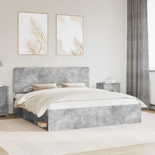 Ramka łóżka Betonowy szary 180 x 200 cm Lite drewno sosnowe
