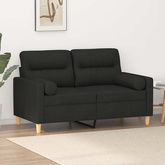 2-osobowa sofa z poduszkami, czarna, 120 cm, tkanina