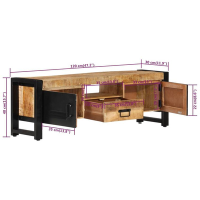 vidaXL Szafka pod TV, 120x30x40 cm, lite drewno mango model standard