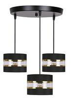 Lampa wisząca z abażurami Pandy czarna potrójna do salonu E27