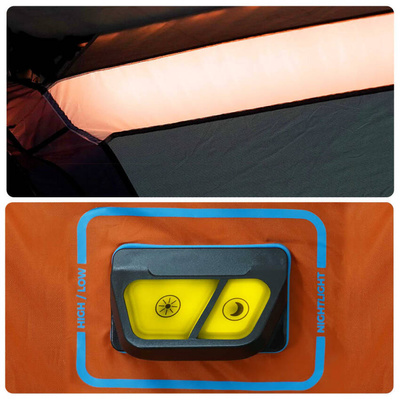 vidaXL Namiot rodzinny z LED, 6-os., jasnoszaro-pomarańczowy