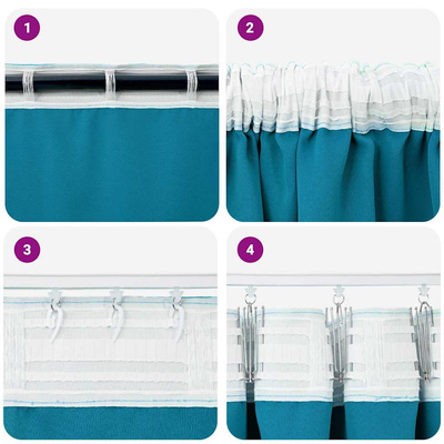 Firany blackout z kółkami 2 pcs Turkusowy 225 x 140 cm