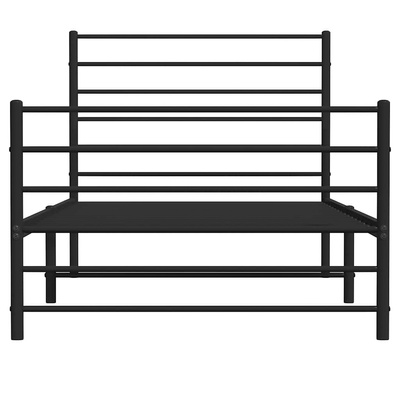 vidaXL Metalowa rama łóżka z wezgłowiem i zanóżkiem, czarna, 100x190cm