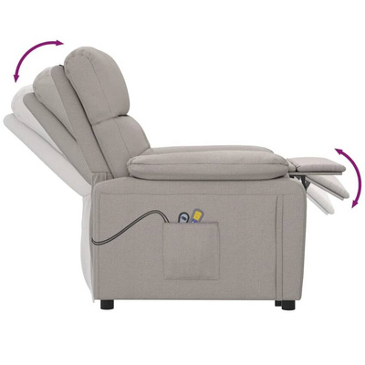 vidaXL Elektryczny fotel masujący, taupe, tkanina