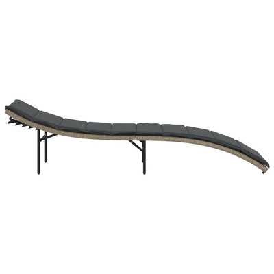 vidaXL Leżak z poduszką, jasnoszary, 55x199x50 cm, polirattan