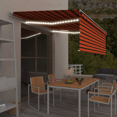 Ręcznie zwijana markiza z zasłoną i lampkami LED, 4x3 m