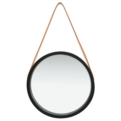 vidaXL Lustro ścienne na pasku, 40 cm, czarne