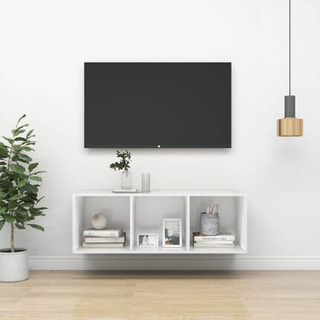 vidaXL Wisząca szafka pod TV, biała, 37x37x107 cm