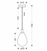Lampa wisząca Denso 20 szklana czarna z kloszem dymionym nad stół do jadalni