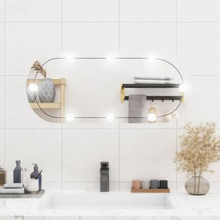vidaXL Lustro ścienne z LED, 35x80 cm, szklane, owalne