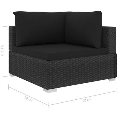 11-cz. zestaw mebli do ogrodu, z poduszkami, rattan PE, czarny