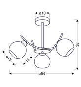 Lampa wisząca Lunore potrójna szklana złota z bursztynowym kloszem E27