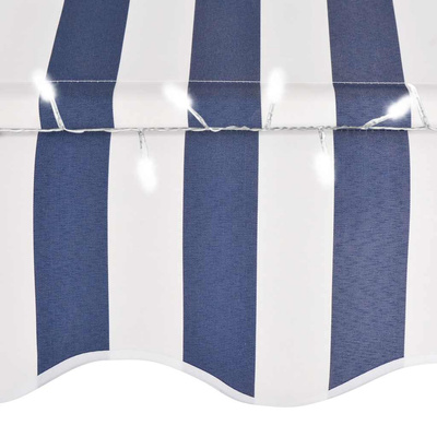 vidaXL Ręcznie zwijana markiza z LED, 200 cm, niebiesko-biała