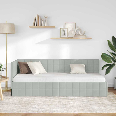 Rama łóżka narożnego Jasnoszary 80 x 200 cm Aksamit